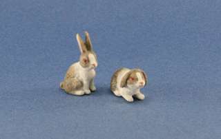 Adorable Pair of Dollhouse Miniature Rabbits #FMA3298LG  