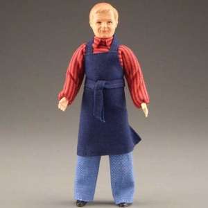 Dollhouse Miniature Caco Man with Denim Apron Doll People  