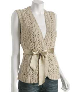 ADAM khaki crochet wrap vest   