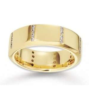   18k Yellow Gold Thin Line CF .35 Carat Diamond Wedding Band Jewelry