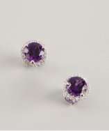 Armadani amethyst and diamond halo 6.5mm martini stud earrings style 