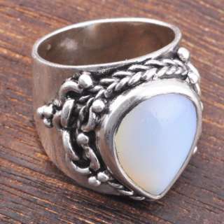Wonderful Moonstone Gemstone Silver Ring Size 8.5# R3915  