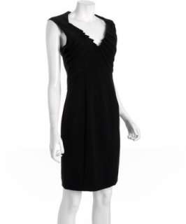 Black Halo black shutter pleated gabardine sheath dress   up 