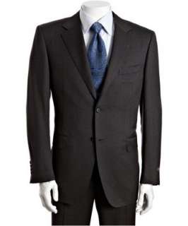 Canali grey wool 2 button suit with flat front pants   up to 
