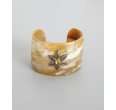 Wendy Mink hammered gold plated cuff with oxidized leaf pattern 