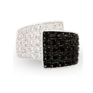   Cubic Zirconia Clear and Black Diamonique Ring with Gift Box Jewelry