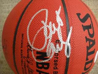Signature is hand signed on a replica NBA Spalding basketball. The 