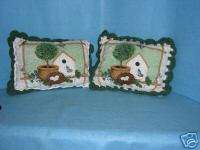 Decorative Towel Pillows Birdhouse Nest Eggs Green Edge  