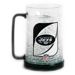  York Jets Freezer Mug   Set of Two Crystal Glasses