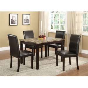 Pc. Set Faux Marble With Espresso Finish Dining Room Kitchen Table 