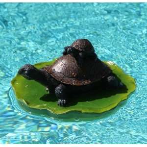  Brown Shell Double Turtle Floater On A Lily Pad