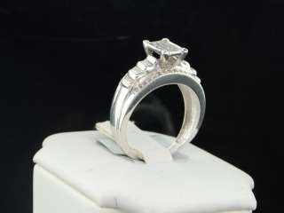 WHITE GOLD FINISH PRINCESS CUT DIAMOND ENGAGEMENT RING BRIDAL WEDDING 