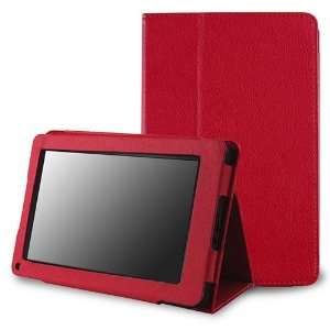  Red Leather Case with FREE Anti Glare LCD Cover compatible 