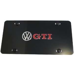   VW GTI Red Logo Aluminum Black Front License Plate 