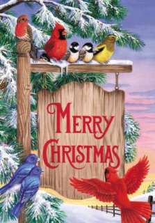 CHRISTMAS SIGN POST WINTER BIRDS Sm ART FLAG  