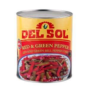 Del Sol Mixed Red and Green Pepper Strips 6   #10 Cans / CS