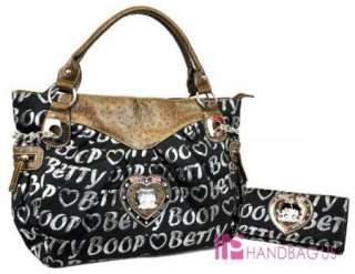 Oversized Betty Boop Tote Bag Purse Wallet Set Black  
