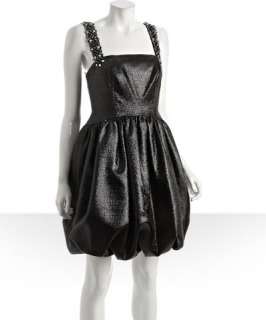 Notte by Marchesa black metallic taffeta bubble dress
