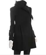 style #317399201 black wool blend Sasha scarf collar detail coat