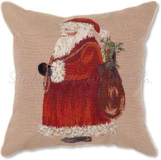 Traditional Santa Claus Holiday Xmas Christmas Pillow. 