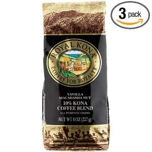 Royal Kona Vanilla Macadamia Nut Coffee, All Purpose Grind, 8 Ounce 