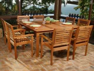 New 9 Piece Outdoor Wood Dining Set 62 Square Table 8 Chairs 