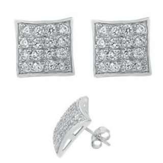  diamond cz kite stud earrings round brilliant cut stones micro pave 
