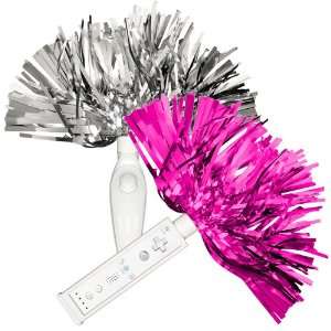   PINK SILVER Wii CHEER POM POMS   HSWIIPOMPS