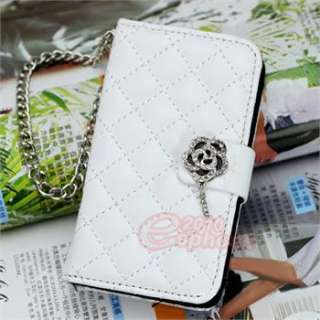 Elegant Deluxe White Wallet Leather Case Card Flip Cover For iPhone 4 