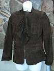 Couture NWT New Anne Klein Leather Suede Jacket Coat Ruffle Trim $695 