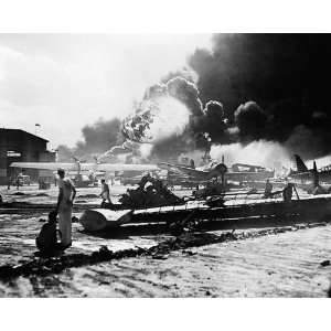  Pearl Harbor Bombing of Naval Air Station 8x10 Silver 