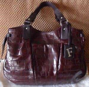 FURLA Agora Red Burgundy Leather Shopper Shoulder Bag Handbag $575 