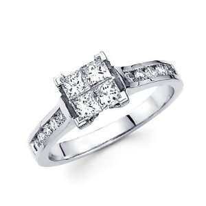   Princess Cut Diamond Channel Set Engagement Ring Band .87 ct (G H, I1