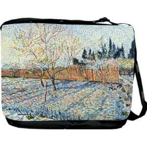  Van Gogh Art Orchard with Cypress Messenger Bag   Book Bag 