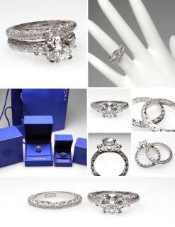 Tacori Diamond Engagement Ring Bridal Set Solid Platinum AGS Ideal 1 