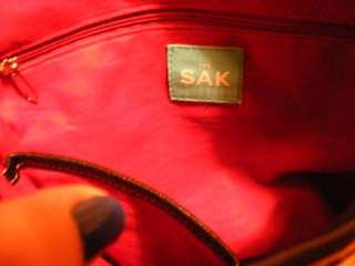  Sak Black Pebbled Leather Red Interior Cross Body Bag Handbag Purse 