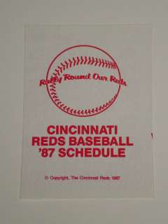 Cincinnati Reds 1987 Pocket Schedule  