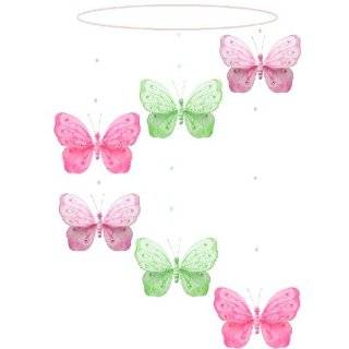 Dark Pink Green Pink Shimmer Spiral Butterfly Mobile Decorations 