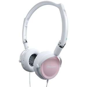  Pioneer On Ear DJ Inspired Stereo Headphones, White/Pink 