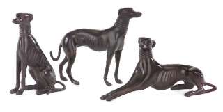 Set of 3 Aluminum Greyhound Statues Figures Racing Dogs  