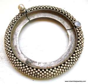   antique tribal old silver bracelet bangle cuff gypsy hippie  