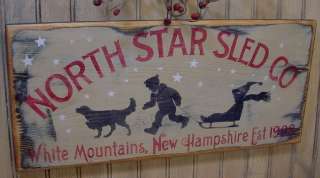 Primitive Wood Winter Christmas Sign NORTH STAR SLED CO  