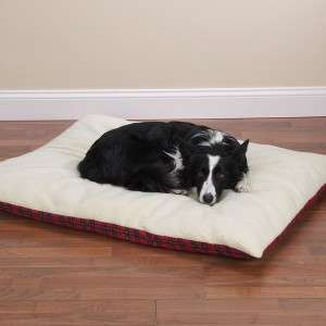 Zack & Zoey Plaid Pillow Dog Bed w/ Berber Top Red LG  
