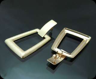 Textured Simple Beauty Square Earrings Gold GP NEW  