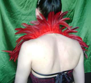GOTHIC Red Feather COLLAR Steampunk VICTORIAN Burlesque  