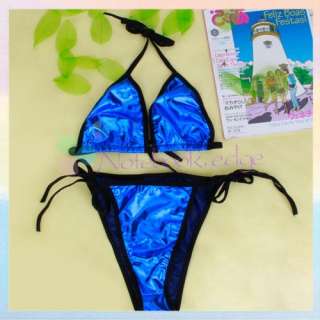 Blue Women Adult Bikini Set Swimsuit Halter Swimwear  