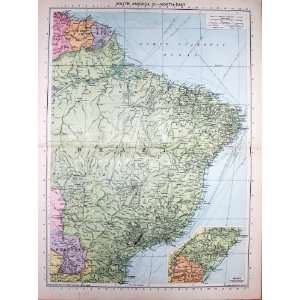  1935 Map South America Brazil Paraguay Rio Grande