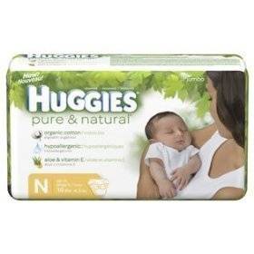 Huggies Pure & Natural Diapers, Size N (Up to 10 lb), Disney Baby 