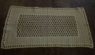 Vtg Filet Crochet Lace Tray Cloth Table Runner Beige  