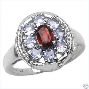 Sterling Silver Garnet & Tanzanite Ring Sz7 # TR97  